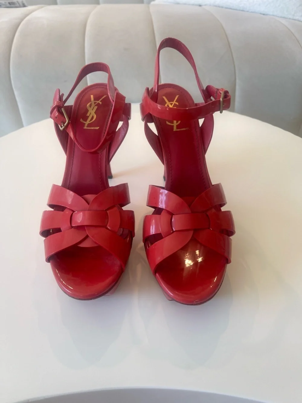 Saint Laurent (YSL) Tribute Sandal Heels – Red Patent – Size 41 - Picture 2 of 9